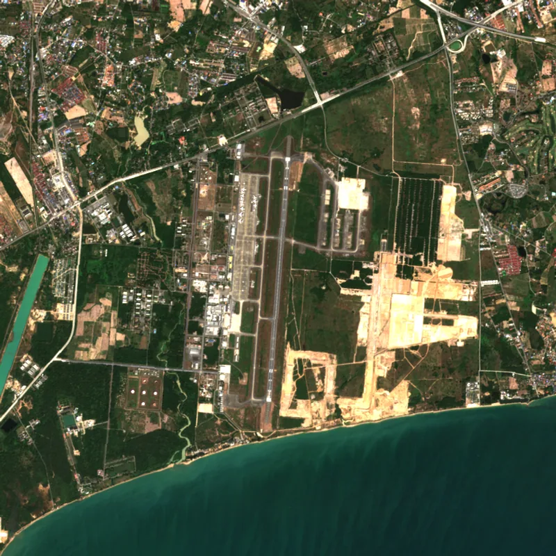 ภาพสีจริง Sentinel-2 ของสนามบินอู่ตะเภา ระยอง Dec 12, 2021