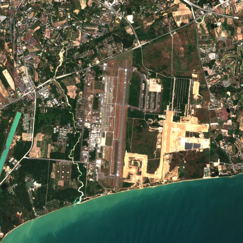 ภาพสีจริง Sentinel-2 ของสนามบินอู่ตะเภา ระยอง Jan 1, 2023