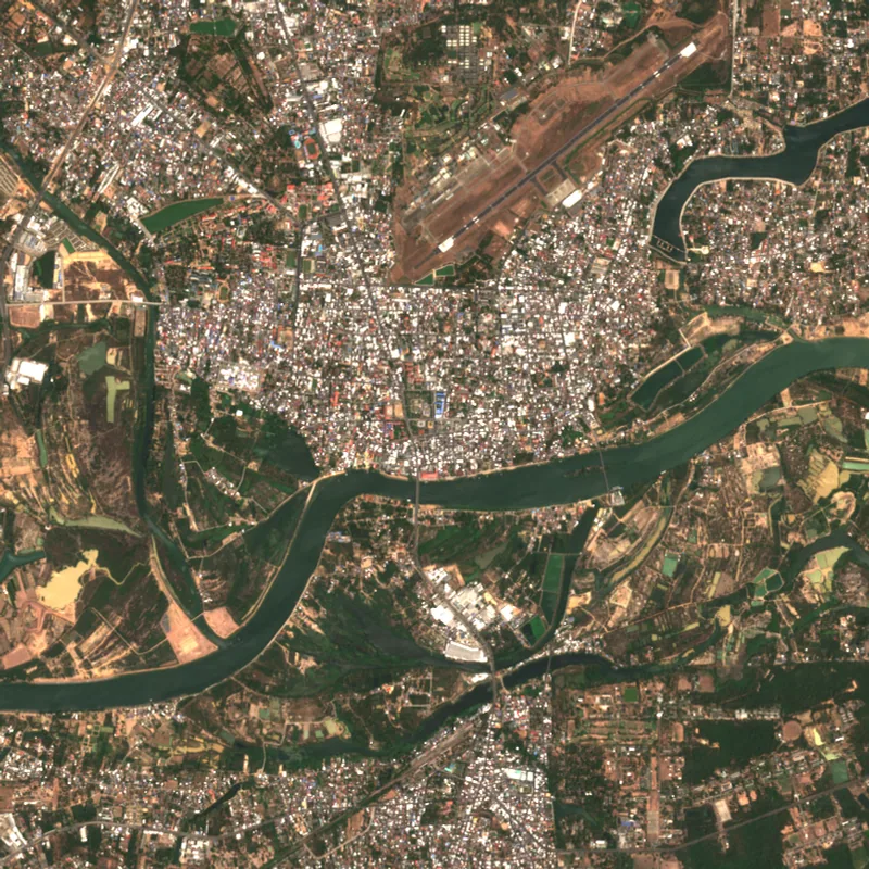 ภาพสีจริง Sentinel-2 ของอุบลราชธานี Mar 9, 2020