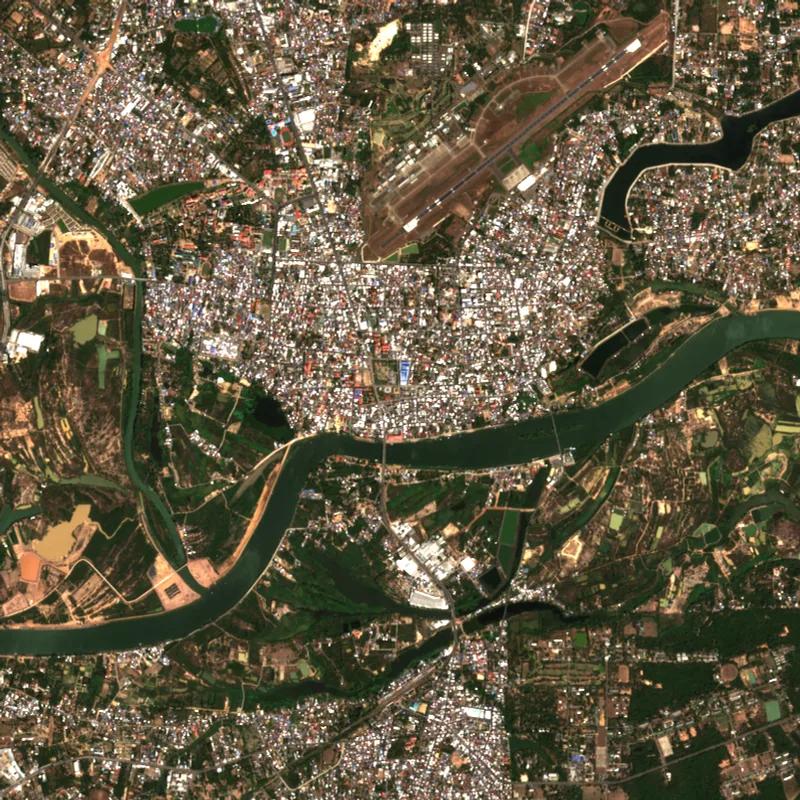 ภาพสีจริง Sentinel-2 ของอุบลราชธานี Feb 12, 2021